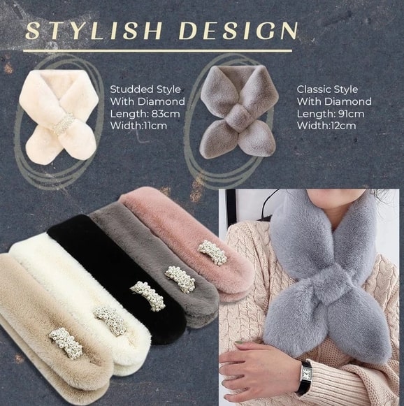 Zimní diamantový šátek z umělé kožešiny - Image 5