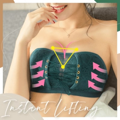 Podprsenka Push Up se stahovací šňůrkou s krajkou Bandeau